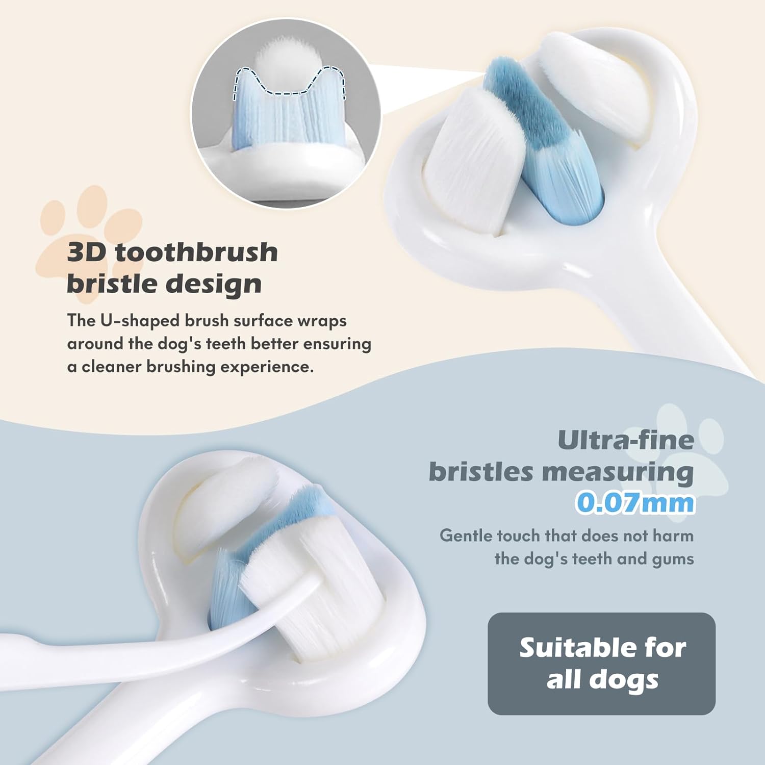Ultra-Soft 3-Sided Dog Toothbrush Dental Care Kit