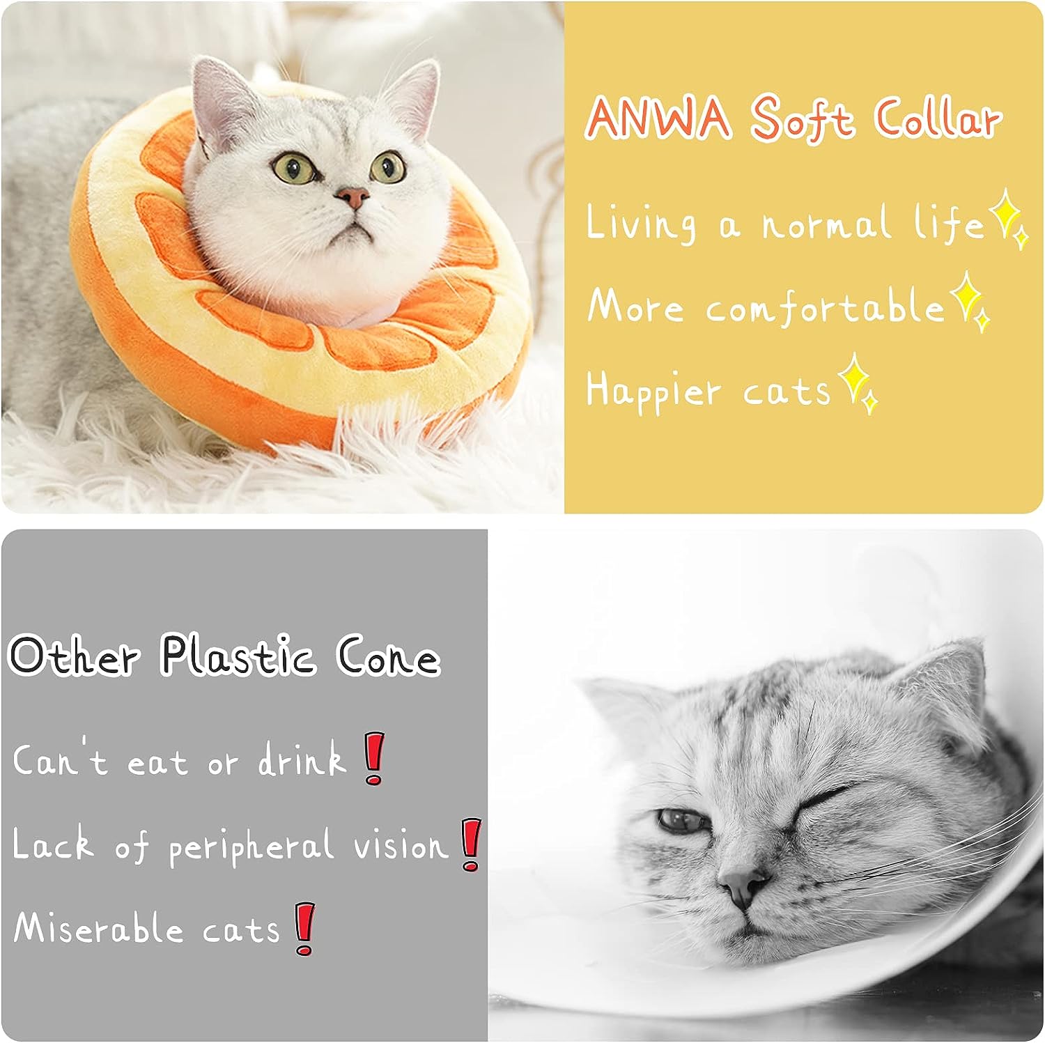 Cute Cat Collar Cone For Recovery After Surgery Adjustable Cat Cone With Soft Fabric For Kittens