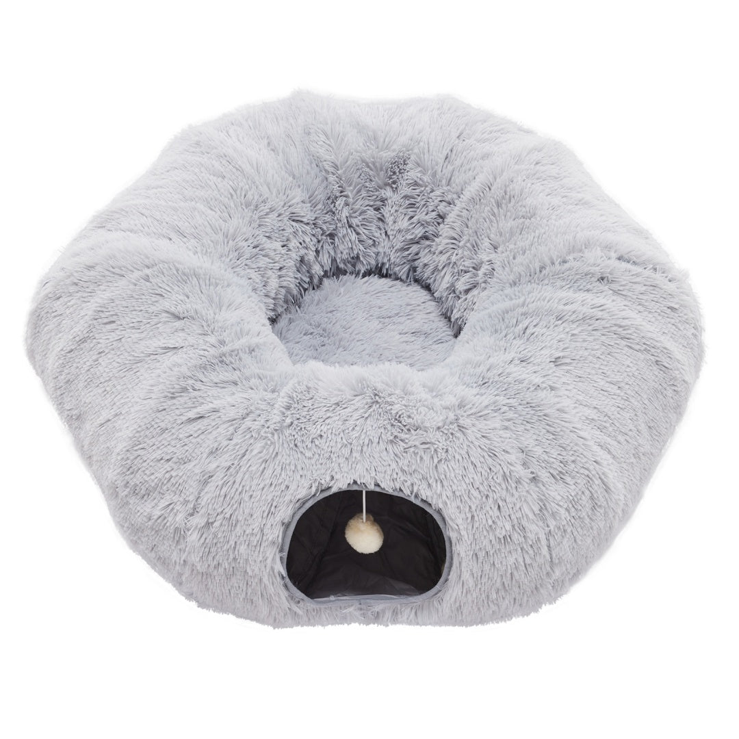 Cat Tunnel With Cat Bed For Indoor, Soft Plush Peekaboo Cat Cave Donut Tunnel, For Cats Kittens, Rabbit